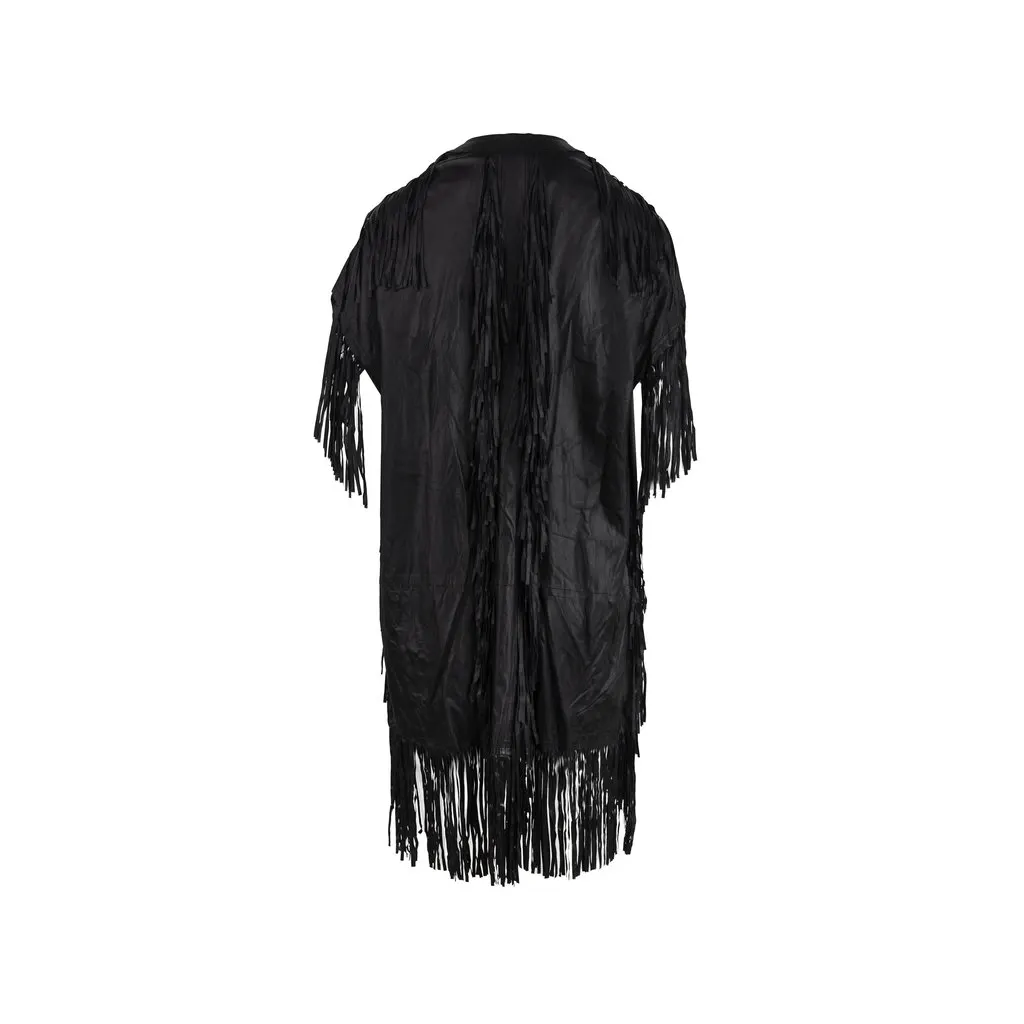 Unsigned Long Vest with Fringes - '10s Black Leather Good - Back View