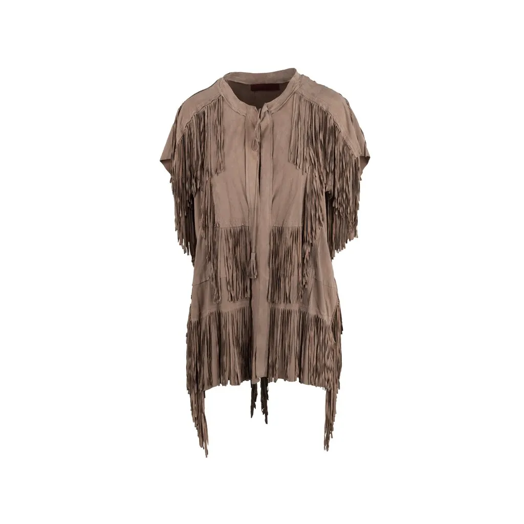 Unsigned Suede Vest - '10s Brown Suede Good - Front View