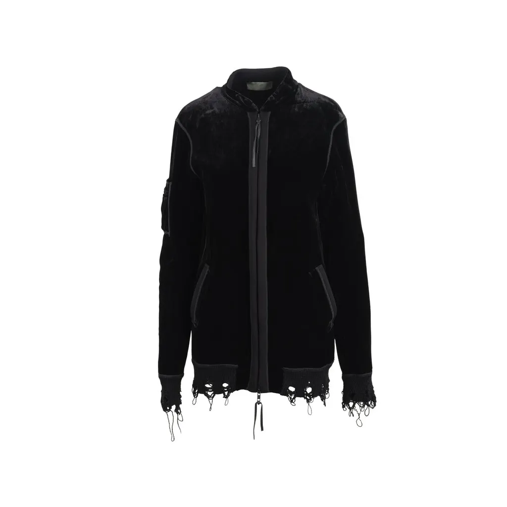 Unsigned Velvet Distressed Sweatshirt - '10s Black Velvet Good - Front View