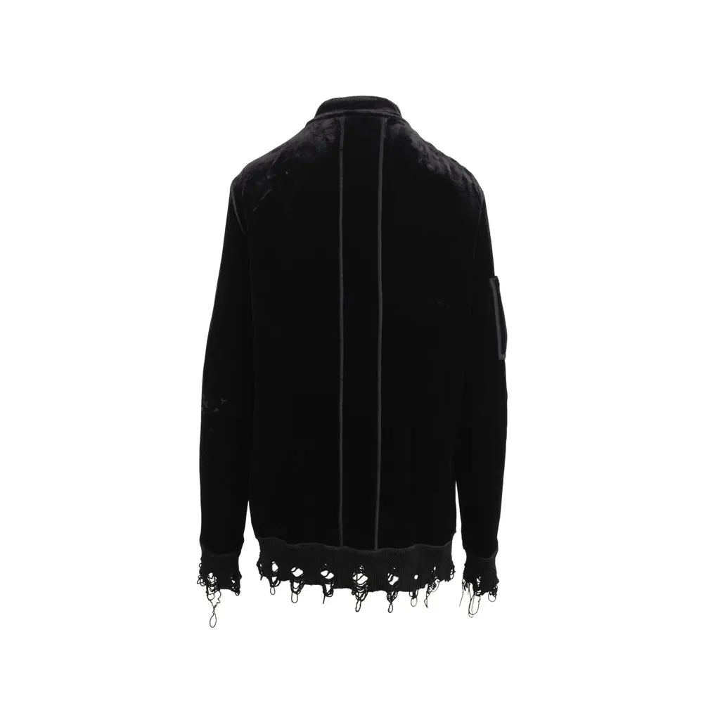 Unsigned Velvet Distressed Sweatshirt - '10s Black Velvet Good - Back View