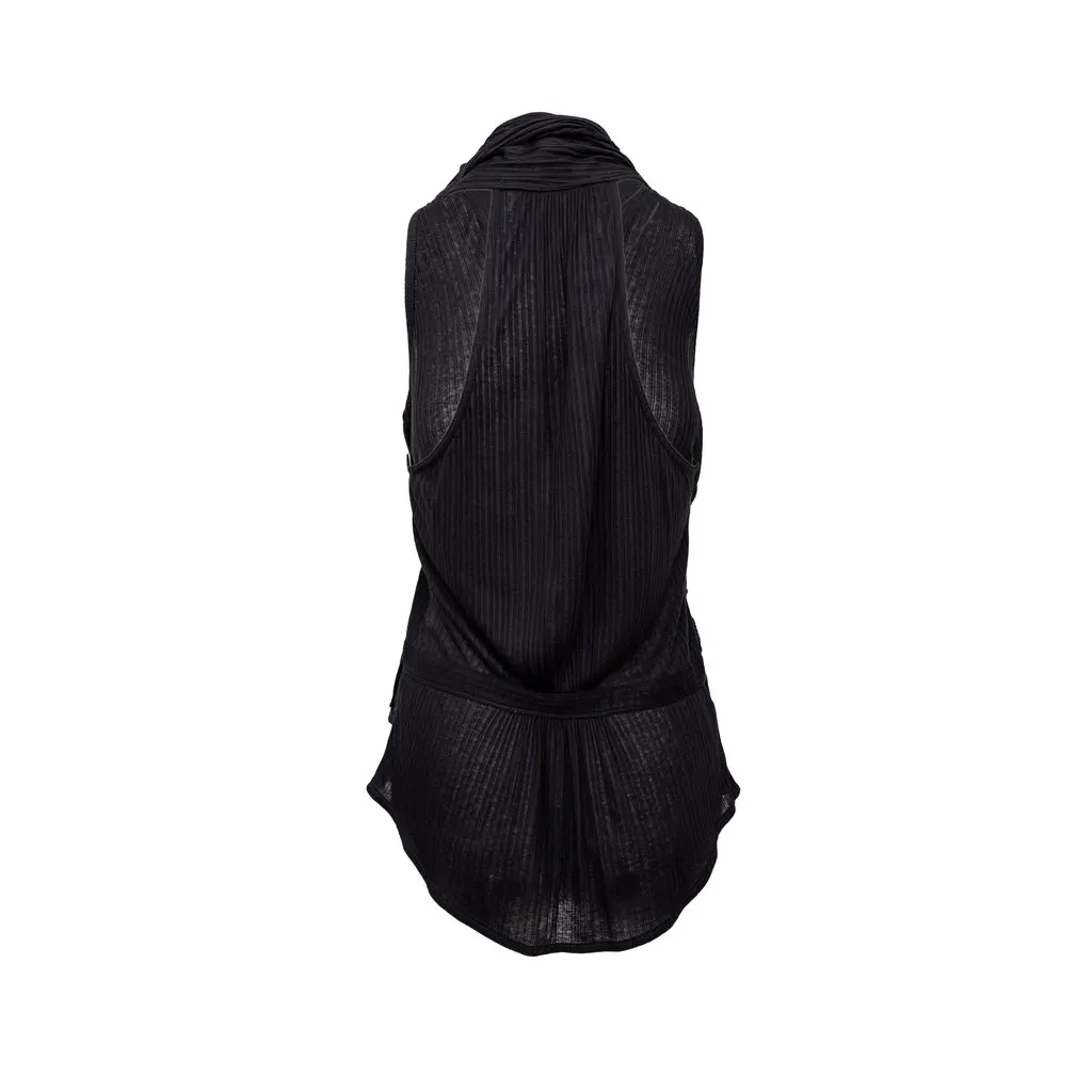 Marc Jacobs Marc by Marc Jacobs Ribbed Top - '00s Black Silk Good - Back View