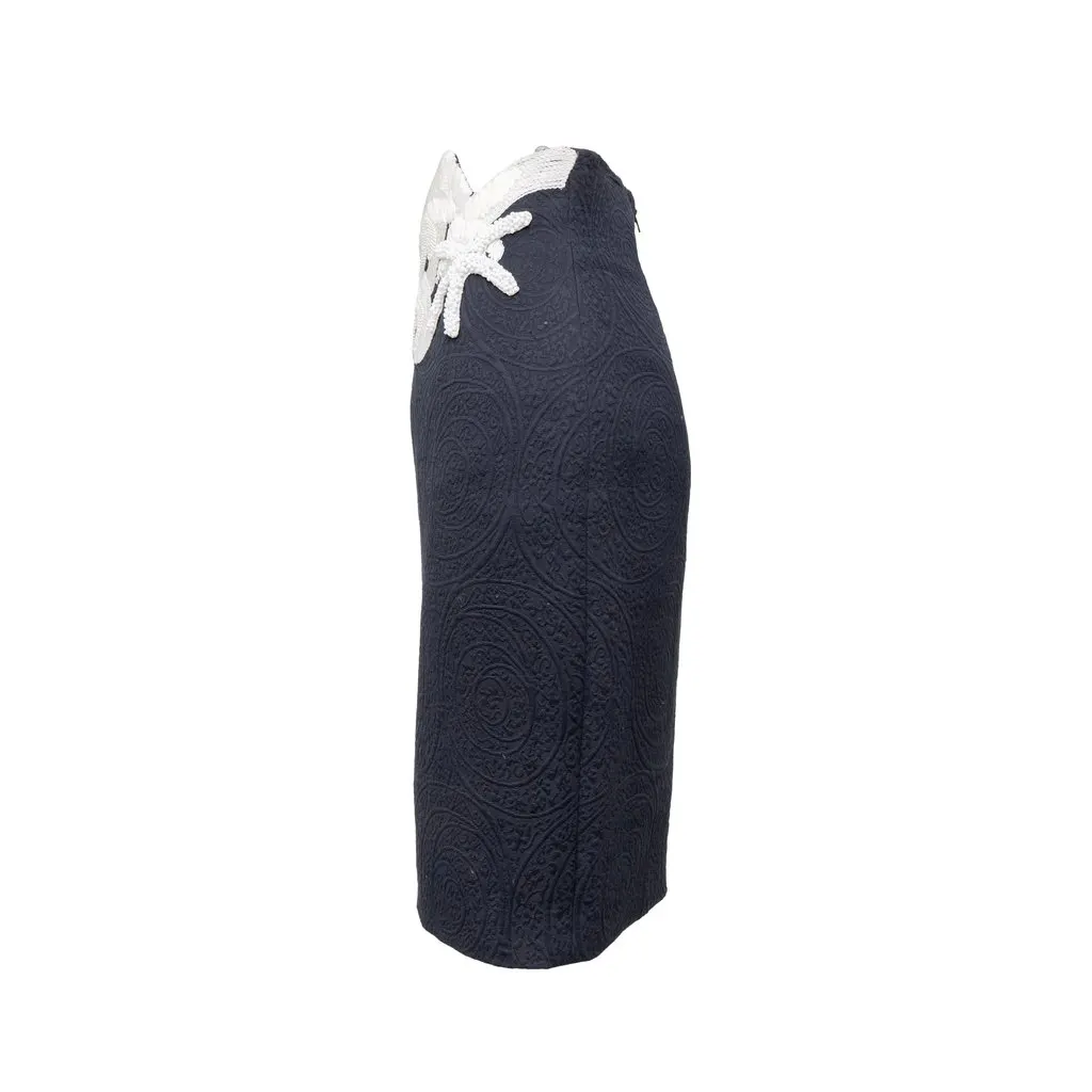 Unsigned Embroidered Skirt - '80s Red Cotton Good - Inside View