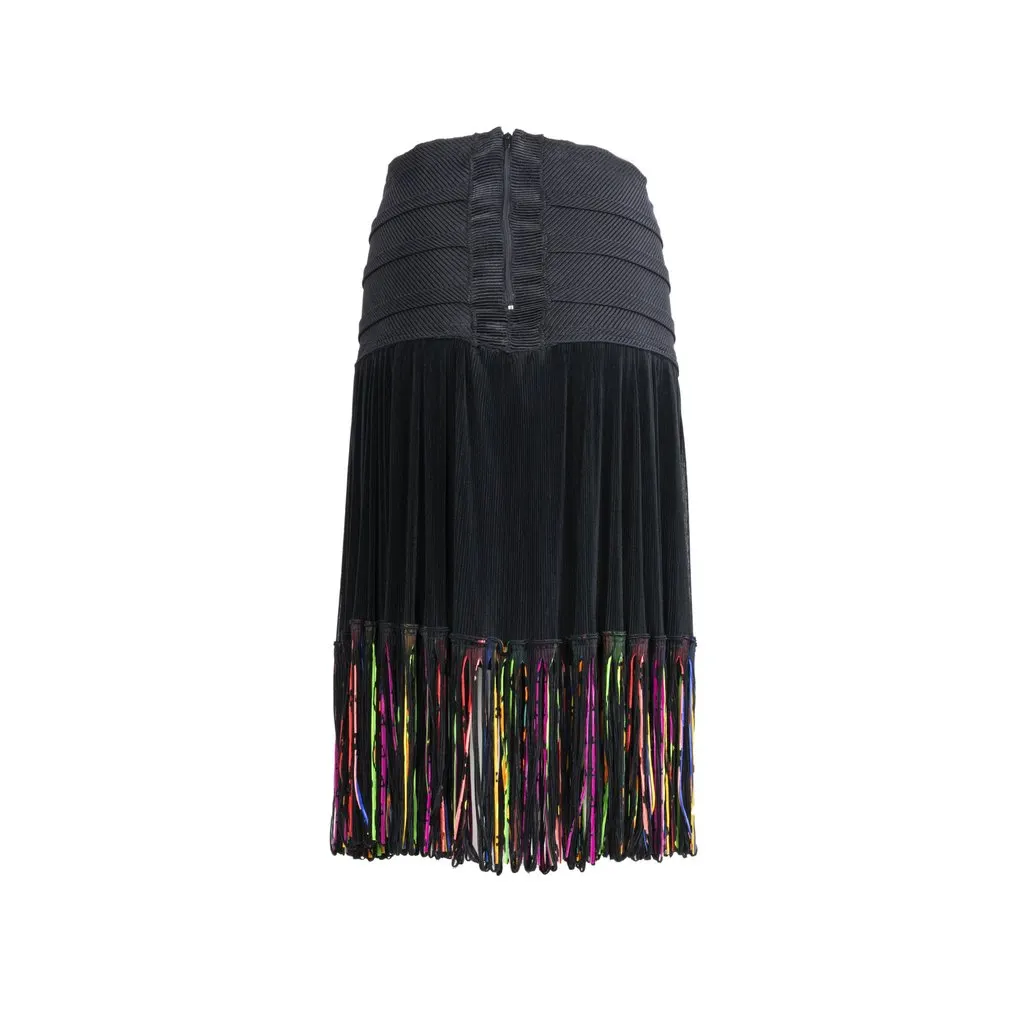 Unsigned Marisa Padovan Fringed Skirt - '00s Black Good - Back View