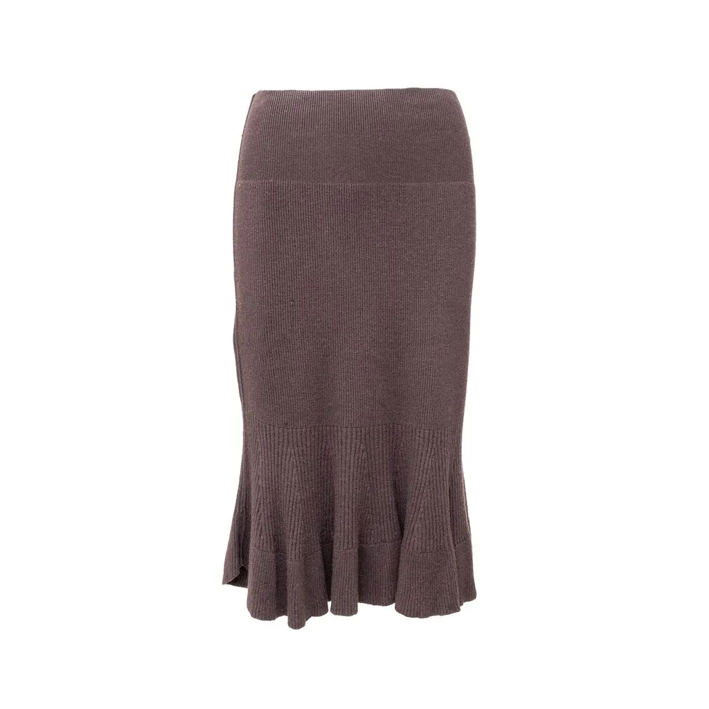 Sonia Rykiel Wool Skirt - '00s Brown Wool Good - Front View