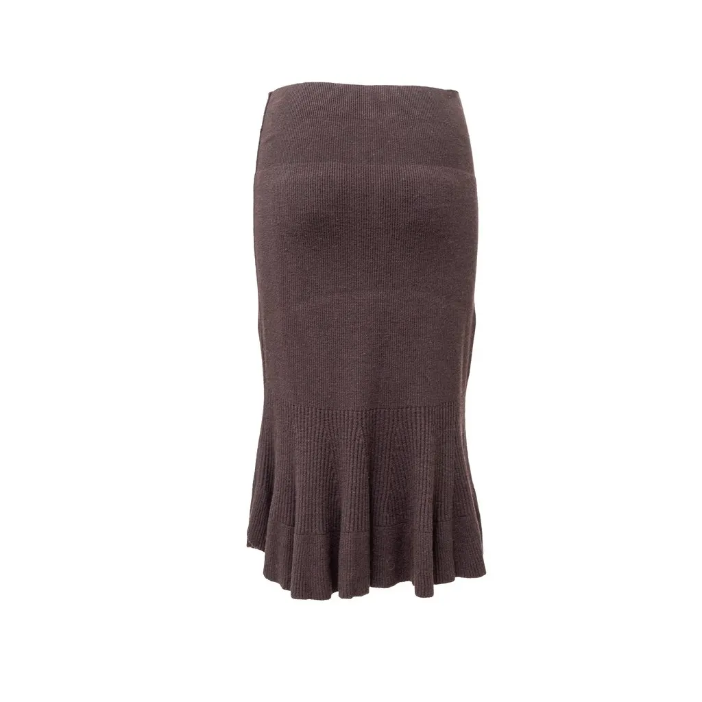 Sonia Rykiel Wool Skirt - '00s Brown Wool Good - Inside View