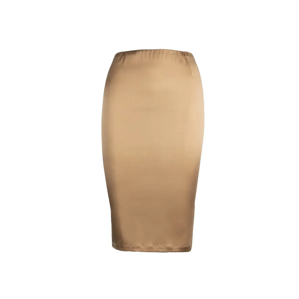 La Perla Silk Skirt - '00s Beige Silk Good - Front View