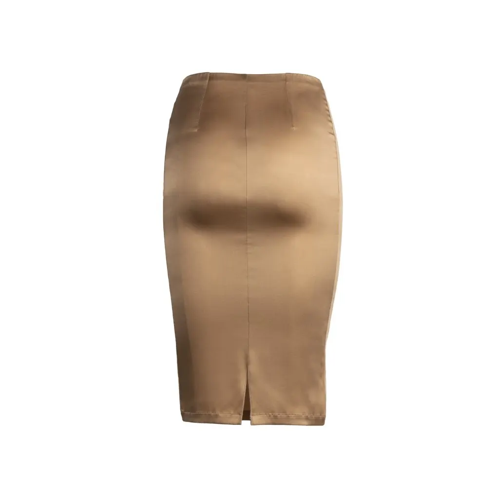 La Perla Silk Skirt - '00s Beige Silk Good - Back View