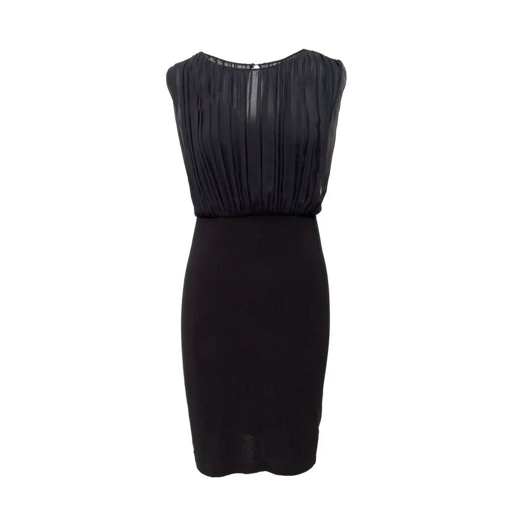 Alice & Olivia Pleated Dress - '00s Black Polyester Good - Front View