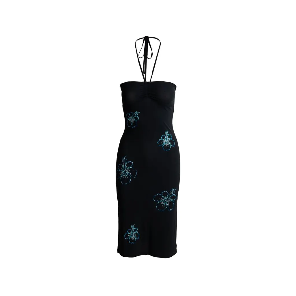 Unsigned Swish Jeans Dress With Decorative Studs - '00s Black Good - Front View
