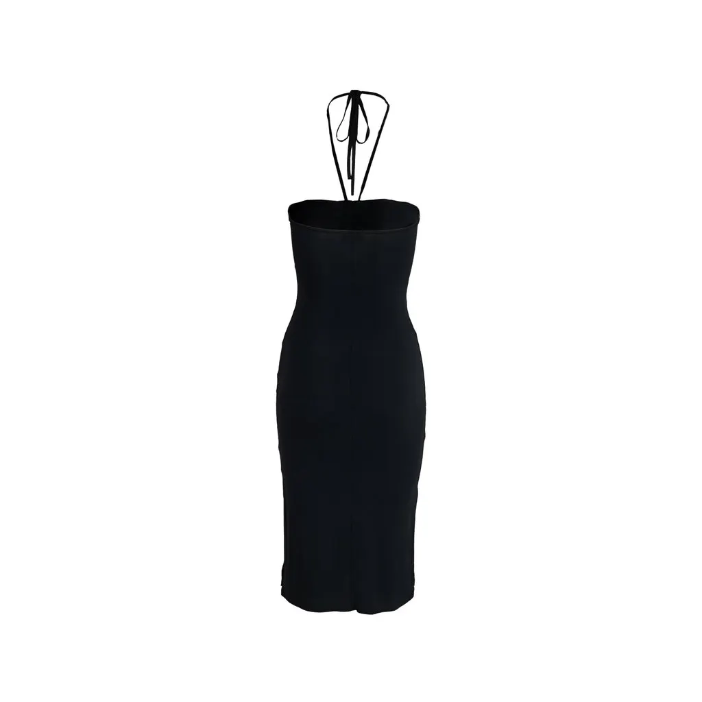 Unsigned Swish Jeans Dress With Decorative Studs - '00s Black Good - Back View