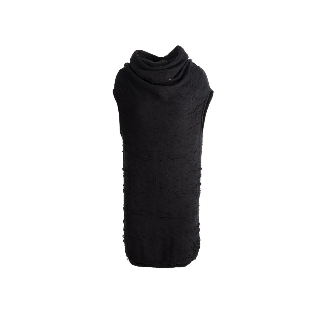 Maison Margiela Black Wool Dress - '00s Black Wool Good - Front View