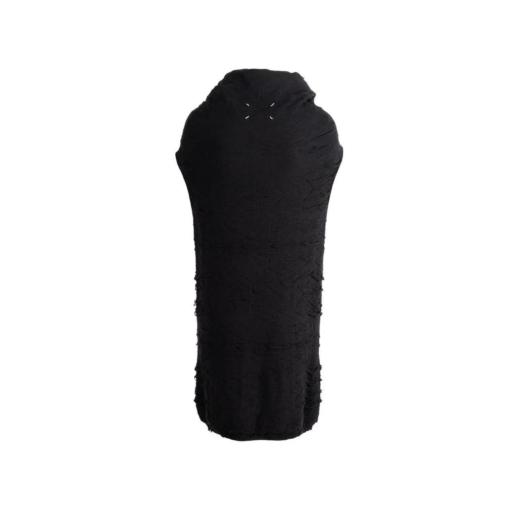Maison Margiela Black Wool Dress - '00s Black Wool Good - Back View