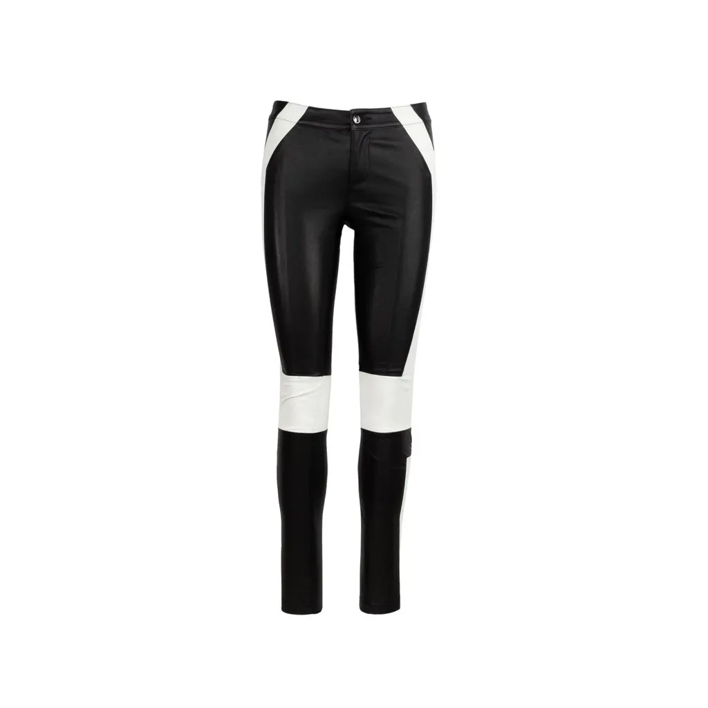 Unsigned Two-Tone Trousers - '00s Black Leather Good - Front View