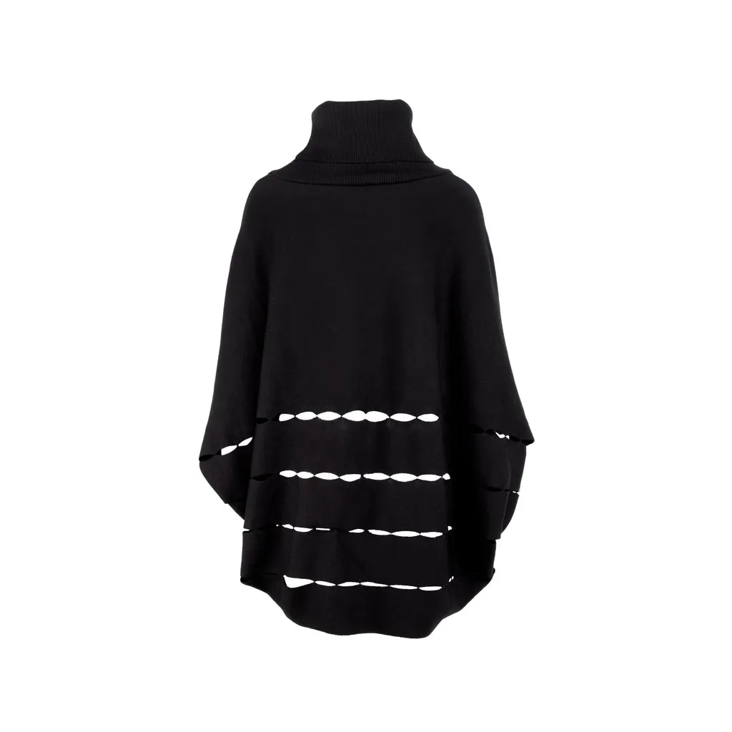 Unsigned Gaetano Navarra Turtleneck Poncho - '00s MultiColor Wool Good - Back View