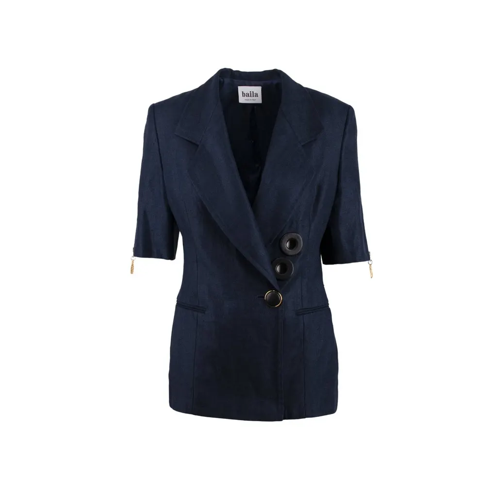 Unsigned Blue Jacket - 80's Blue Cotton Good - Front View
