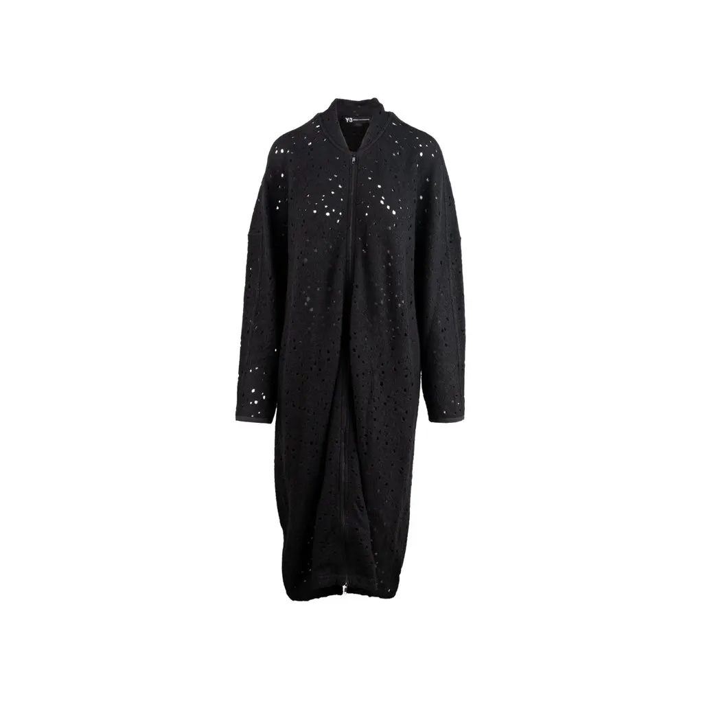 Y-3 Cut Up Coat - '00s Black Wool Good - Front View