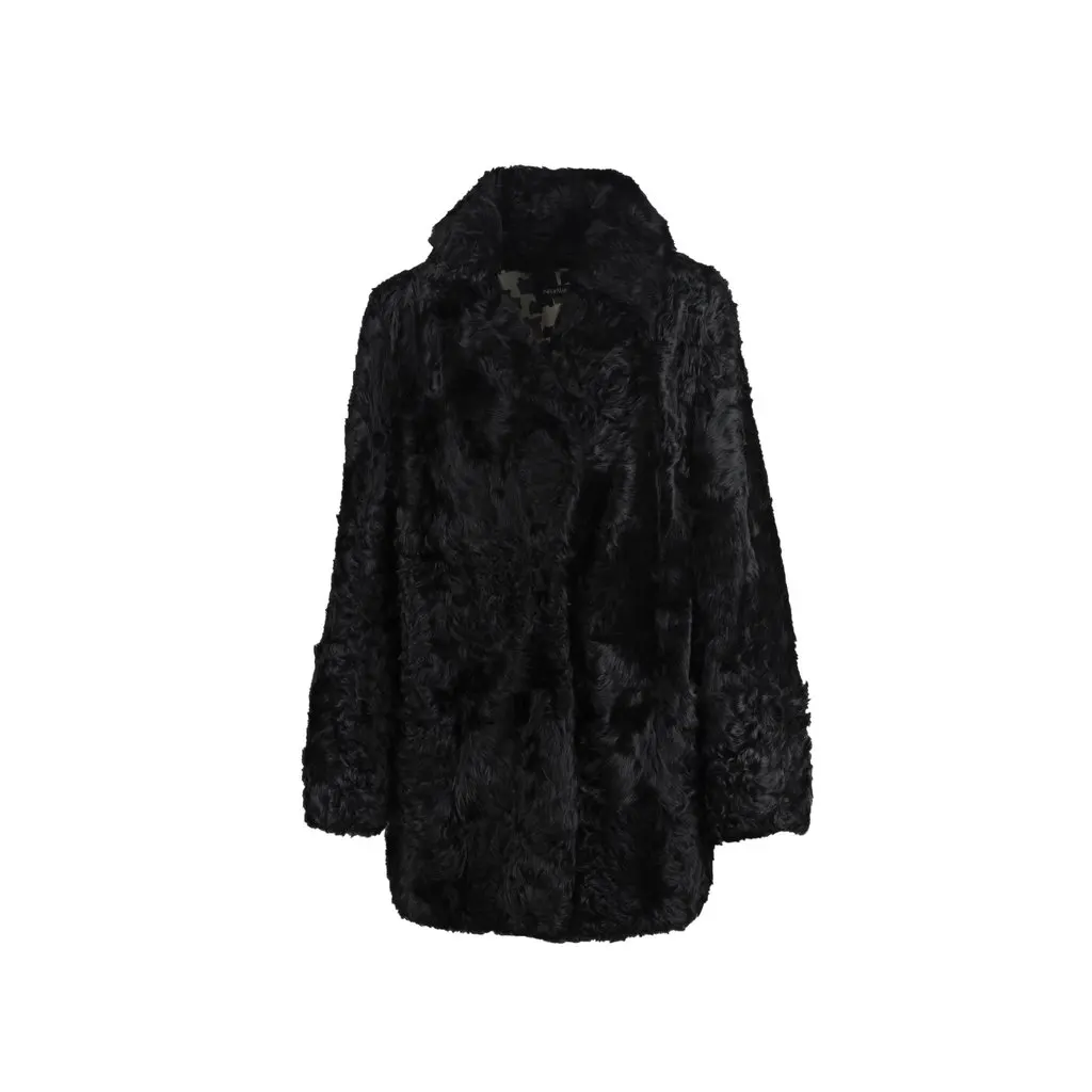 Unsigned Shearling Coat - '00s Black Shearling Good - Front View