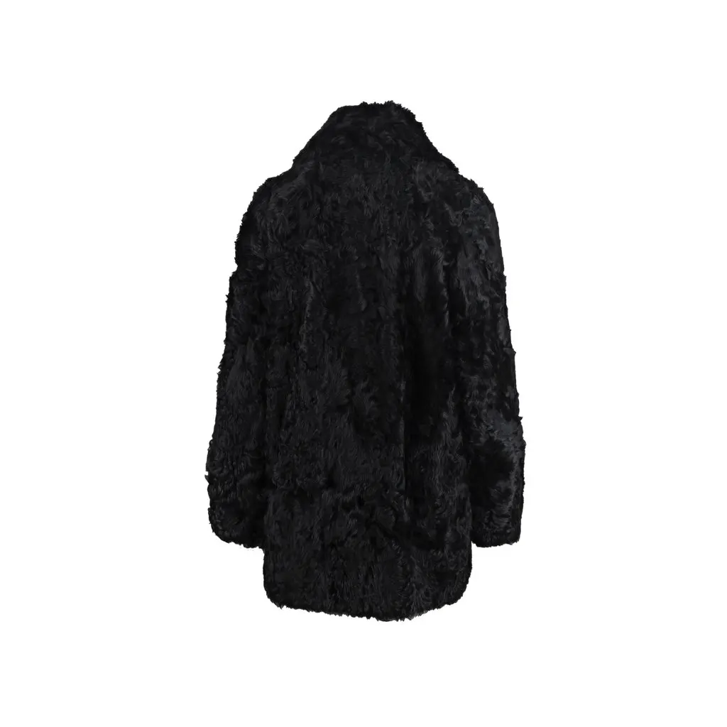 Unsigned Shearling Coat - '00s Black Shearling Good - Back View