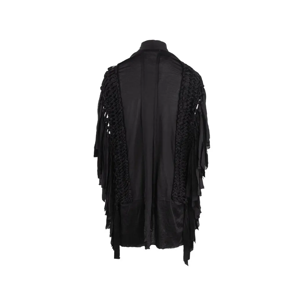 Unsigned Fringed T-Shirt - '10s Black Good - Back View