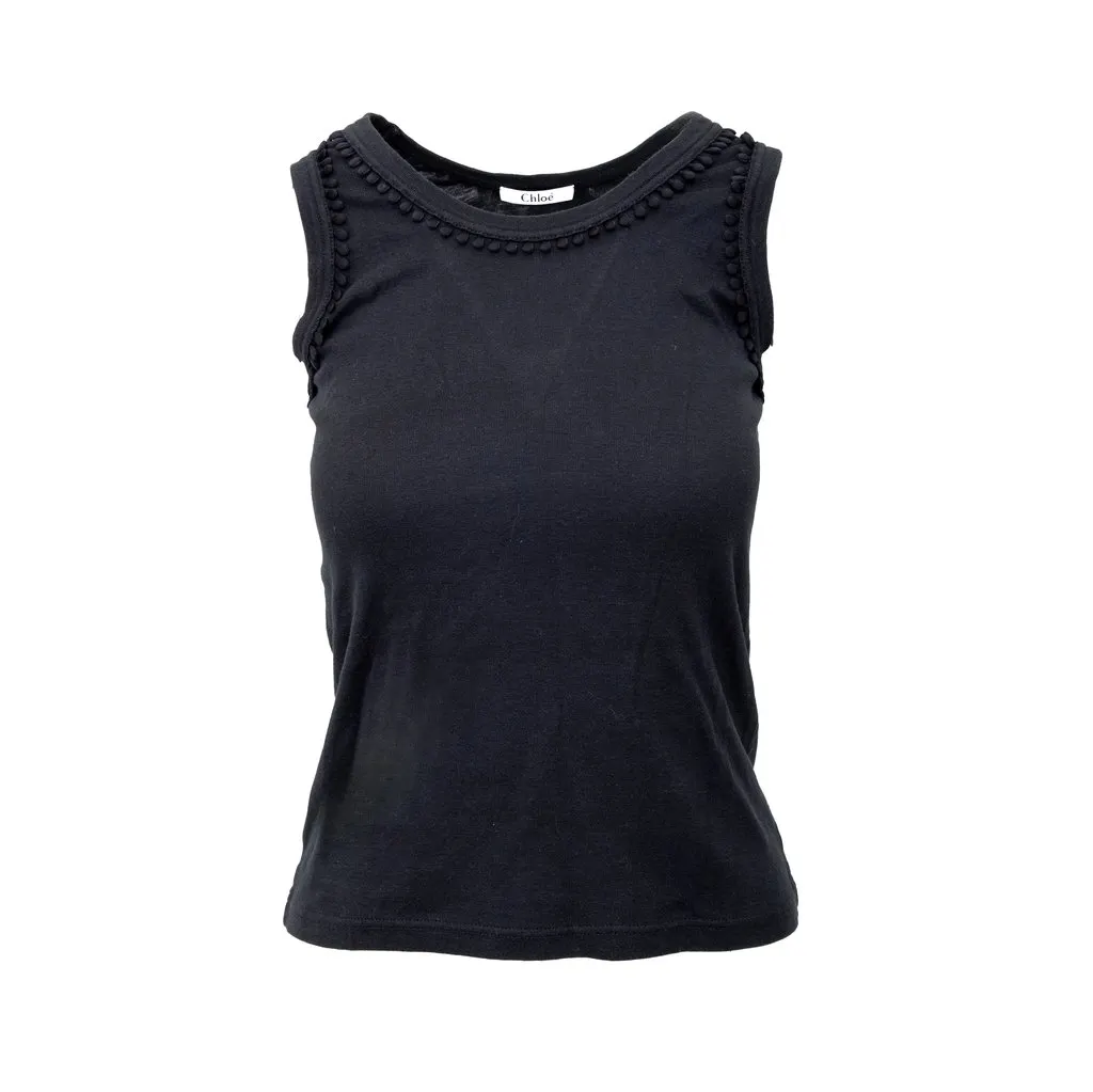 Chloé Black Top - '00s Black Cotton Good - Front View