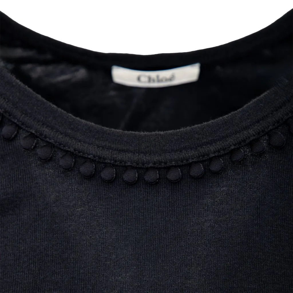 Chloé Black Top - '00s Black Cotton Good - Inside View