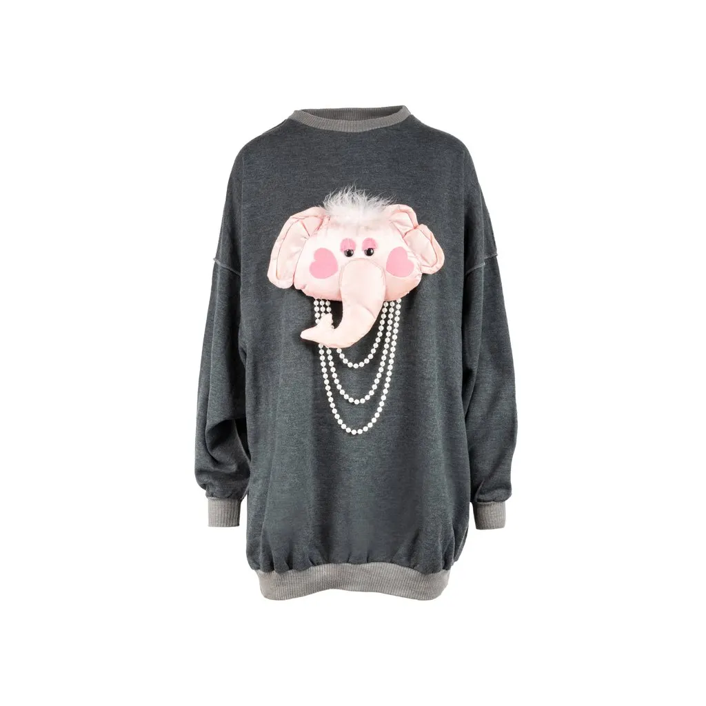 Unsigned Happenings Sweatshirt With Detachable Decoration - '00s Grey Good - Front View