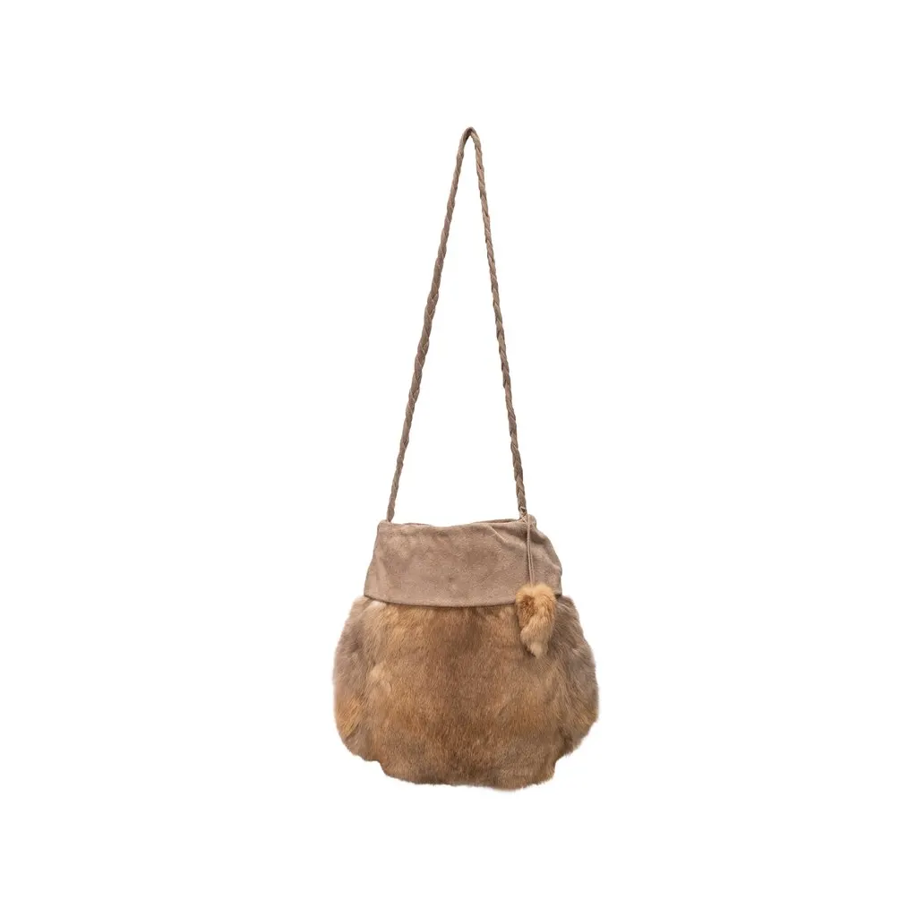 Unsigned Fur Shoulder Bag - '00s Beige Leather Good - Front View