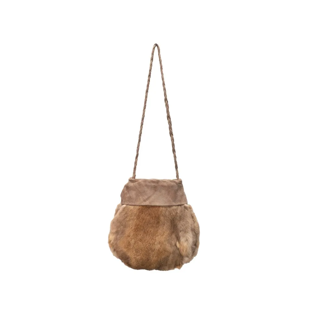 Unsigned Fur Shoulder Bag - '00s Beige Leather Good - Back View