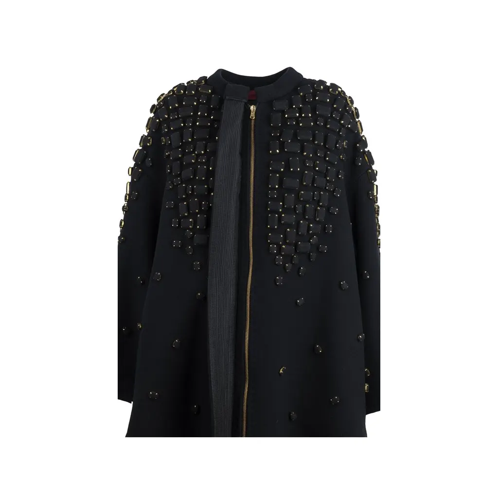 Unsigned Embellished Cape Jacket - '10s Black Cotton Good - Box View