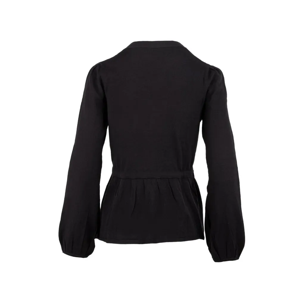 Unsigned Black Cardigan With Drawstring - '10s Black Good - Back View