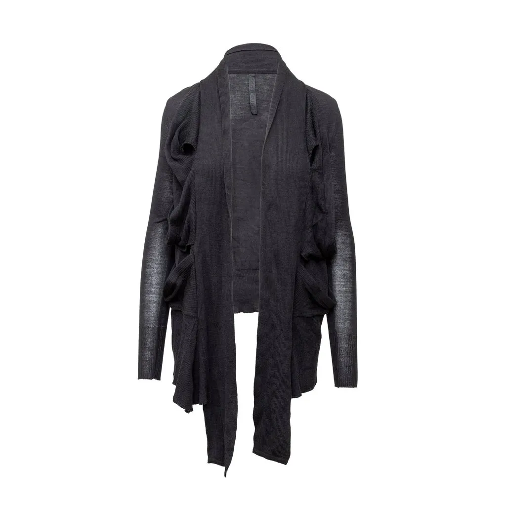 Unsigned Cora Groppo Open Front Cardigan - '10s Black Good - Front View