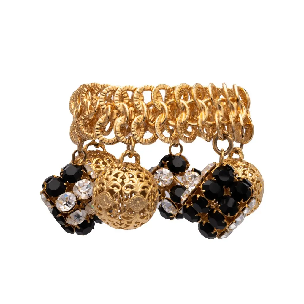 Unsigned Bracelet With Charms - '80s Black Good - Inside View