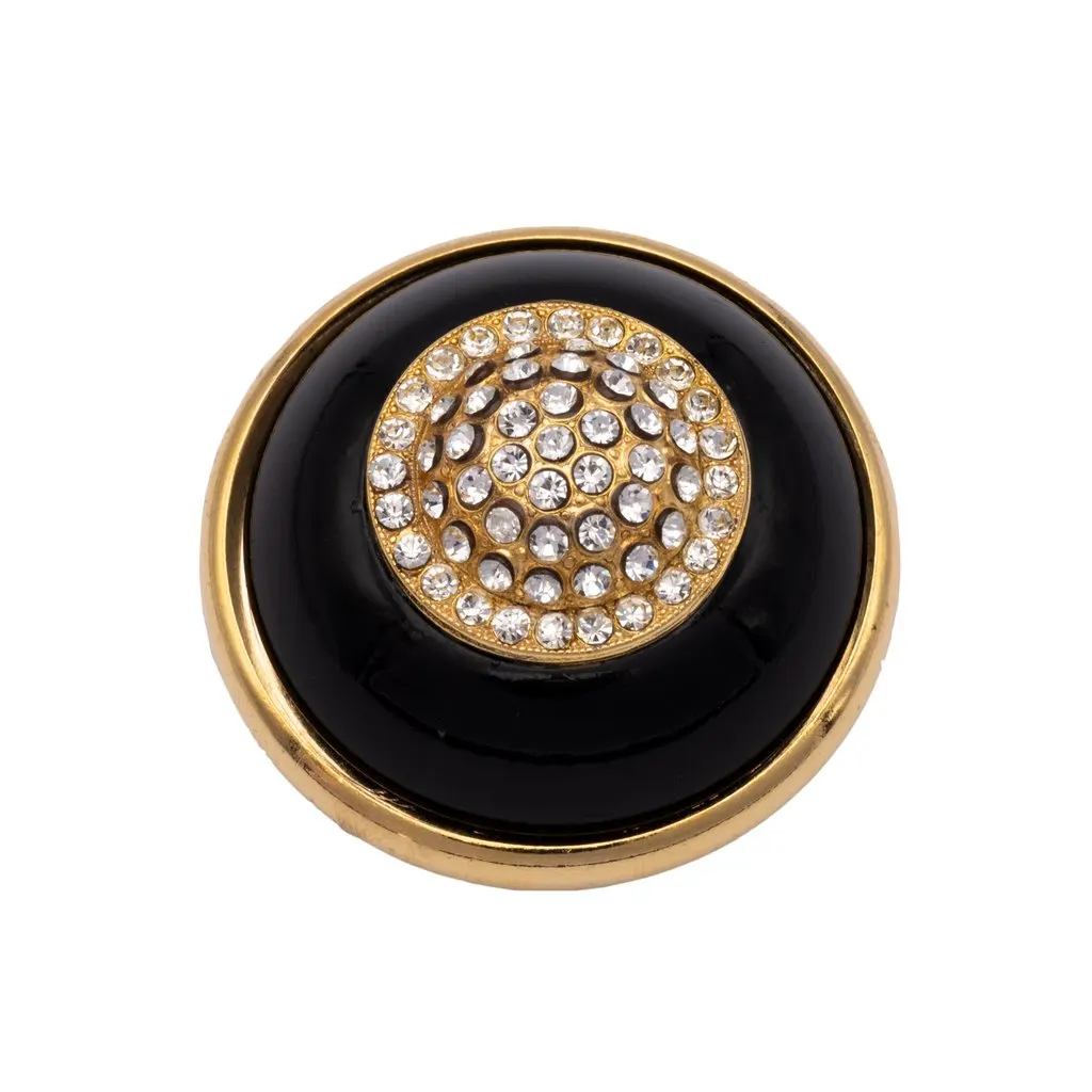 Unsigned Jewelled Brooch - '80s Gold Good - Front View