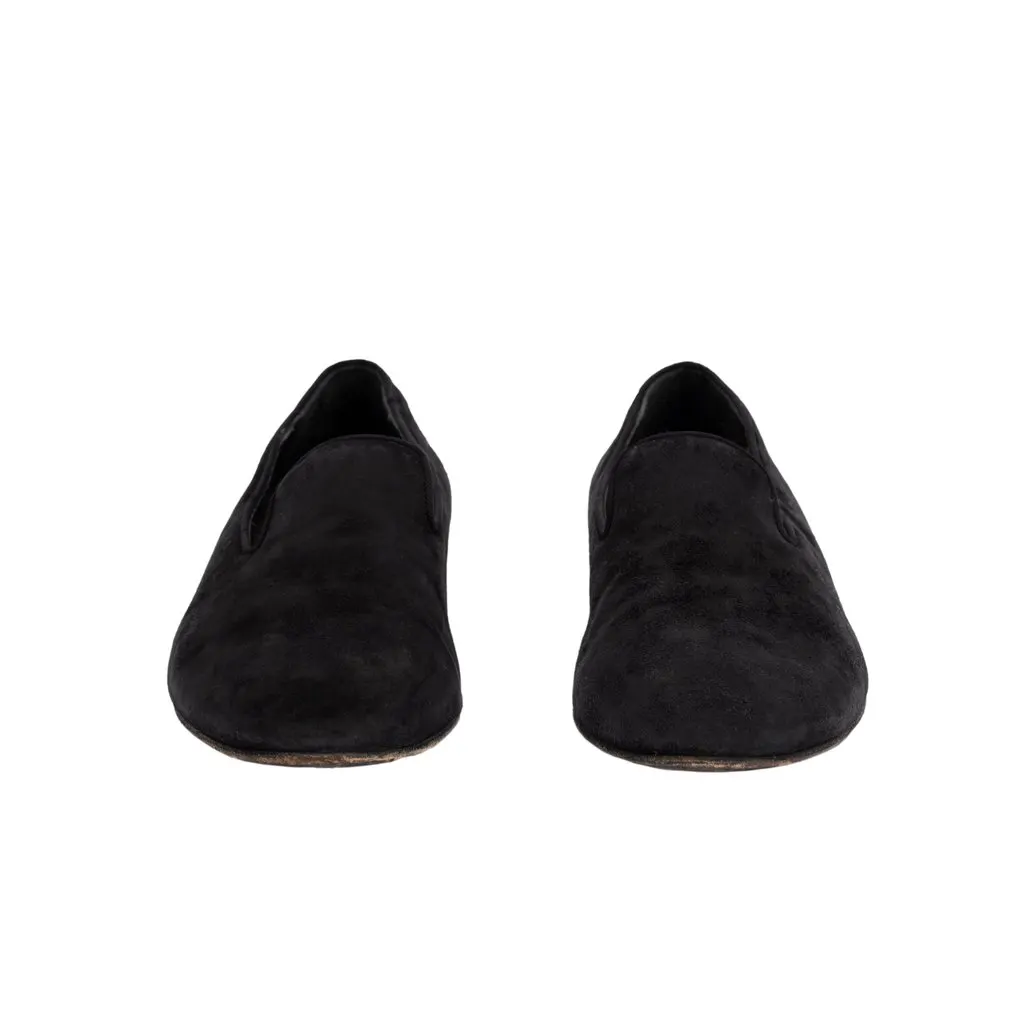 Unsigned Black Loafers - '10s Black Suede Good - Back View
