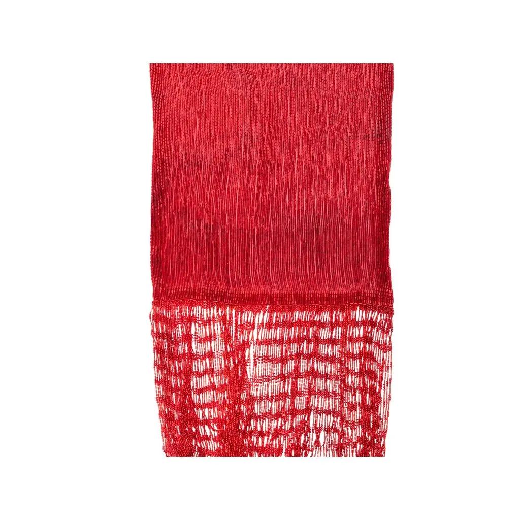 Unsigned Red Fringed Scarf - '80s Red Good - Back View