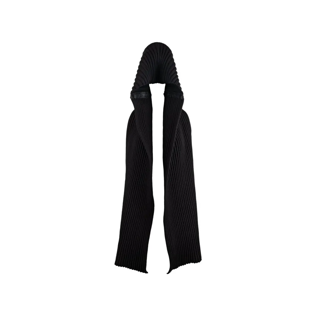 Unsigned Hooded Scarf - '10s Black Good - Front View