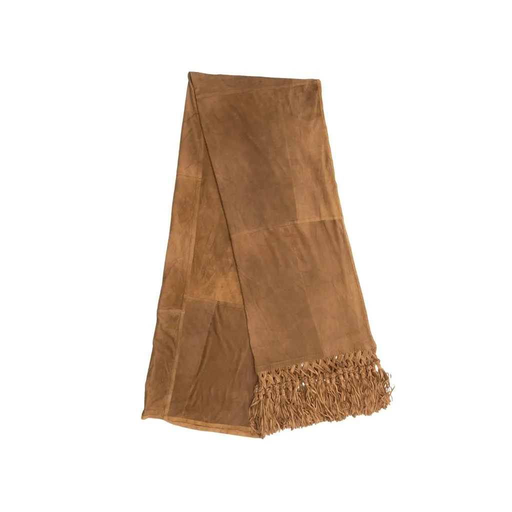 Unsigned Suede Scarf - '10s Brown Suede Good - Front View
