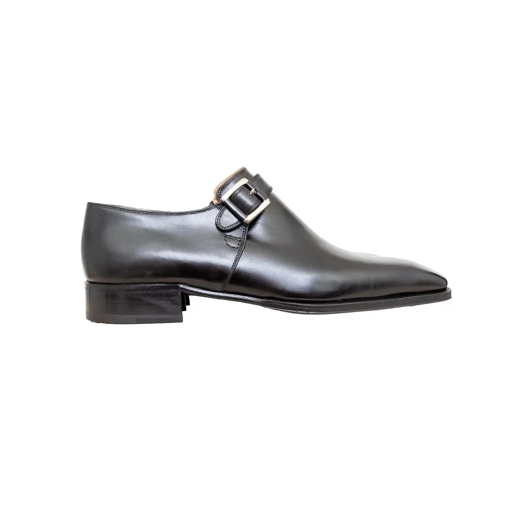 Artioli Black Loafer Shoes - '20s Black Leather Good - Front View