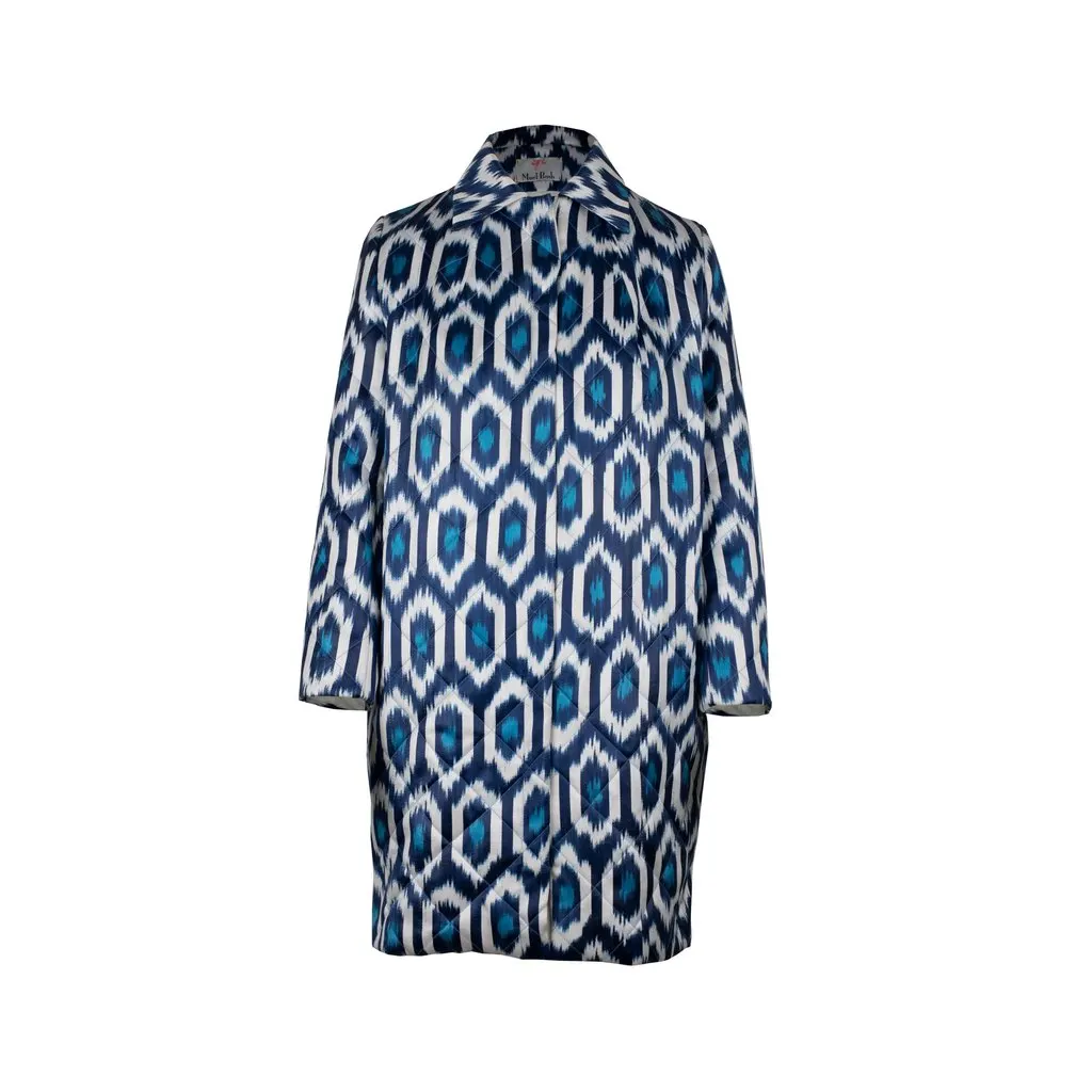 Unsigned Ikat Quilted Coat - '20s White Good - Front View