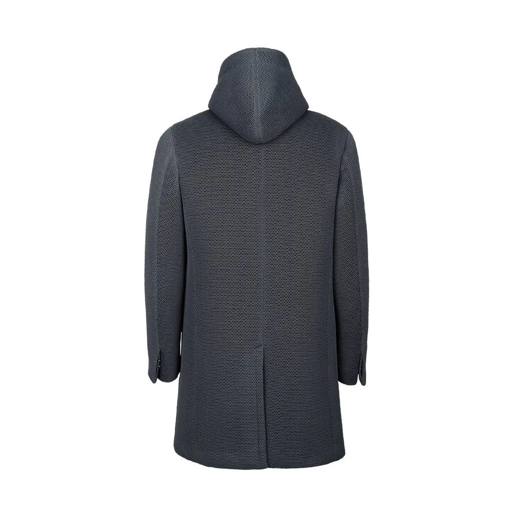 Unsigned Airnet Hooded Overcoat - '10s MultiColor Canvas Good - Back View
