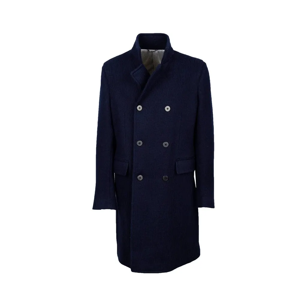 Unsigned Double Breasted Knitted Coat- '10s Red Wool Good - Front View