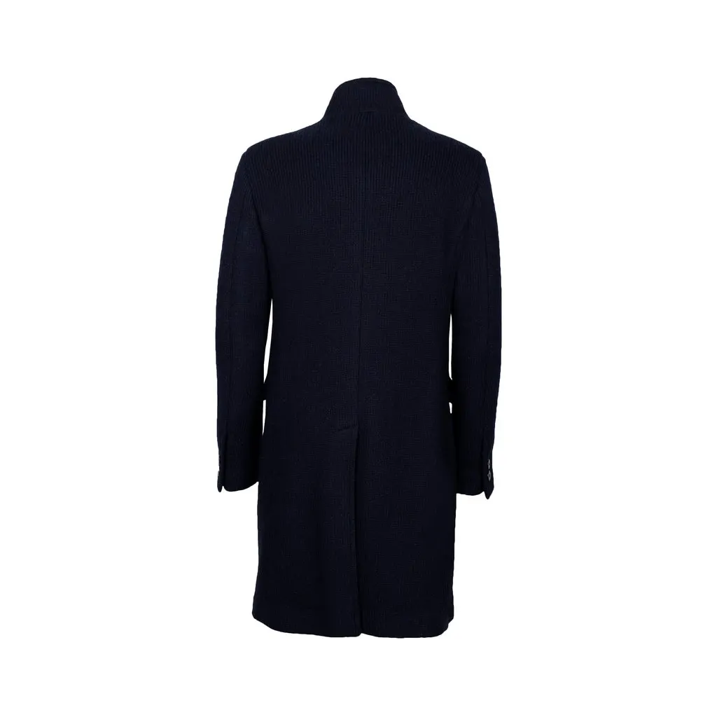 Unsigned Double Breasted Knitted Coat- '10s Red Wool Good - Back View