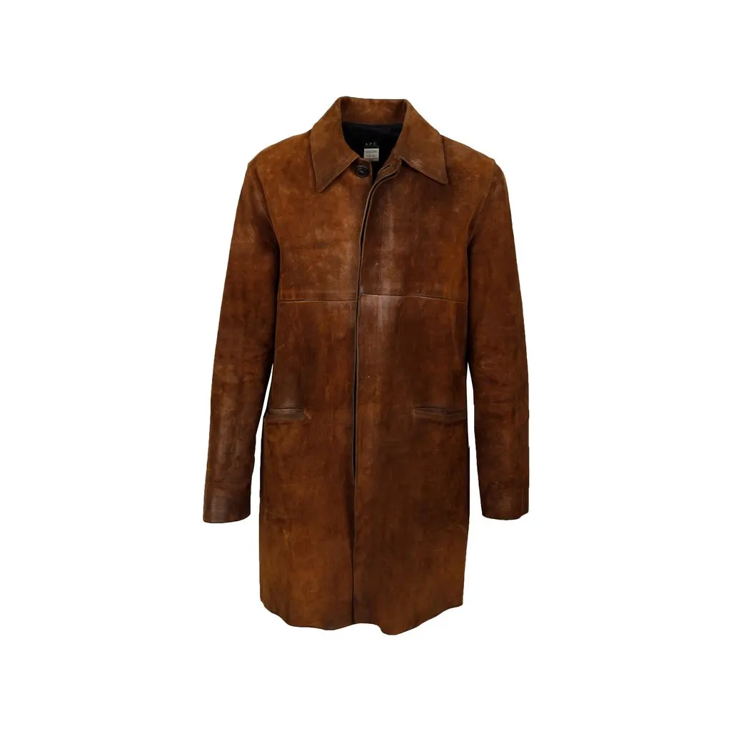 A.P.C. Leather Coat - '00s Brown Leather Good - Front View