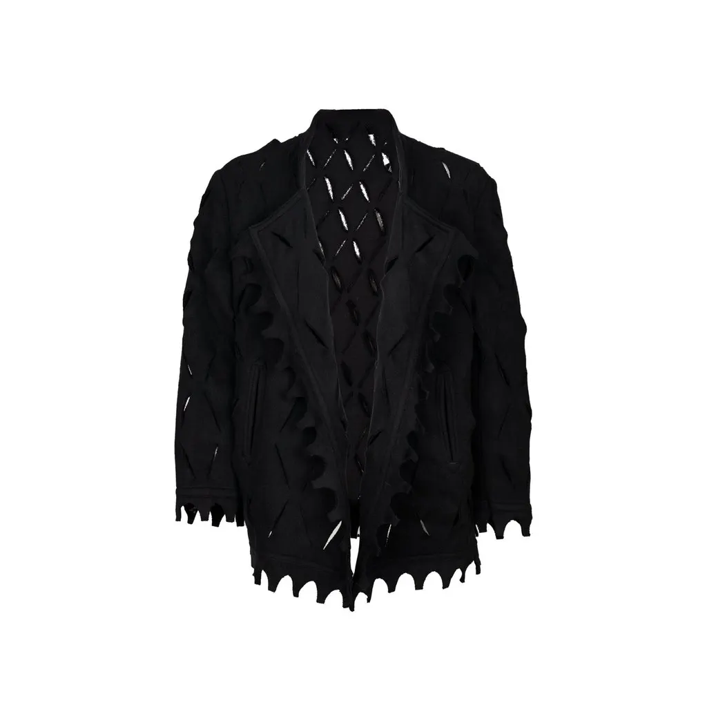 Unsigned Cut Up Coat - '10s Black Cotton Good - Front View