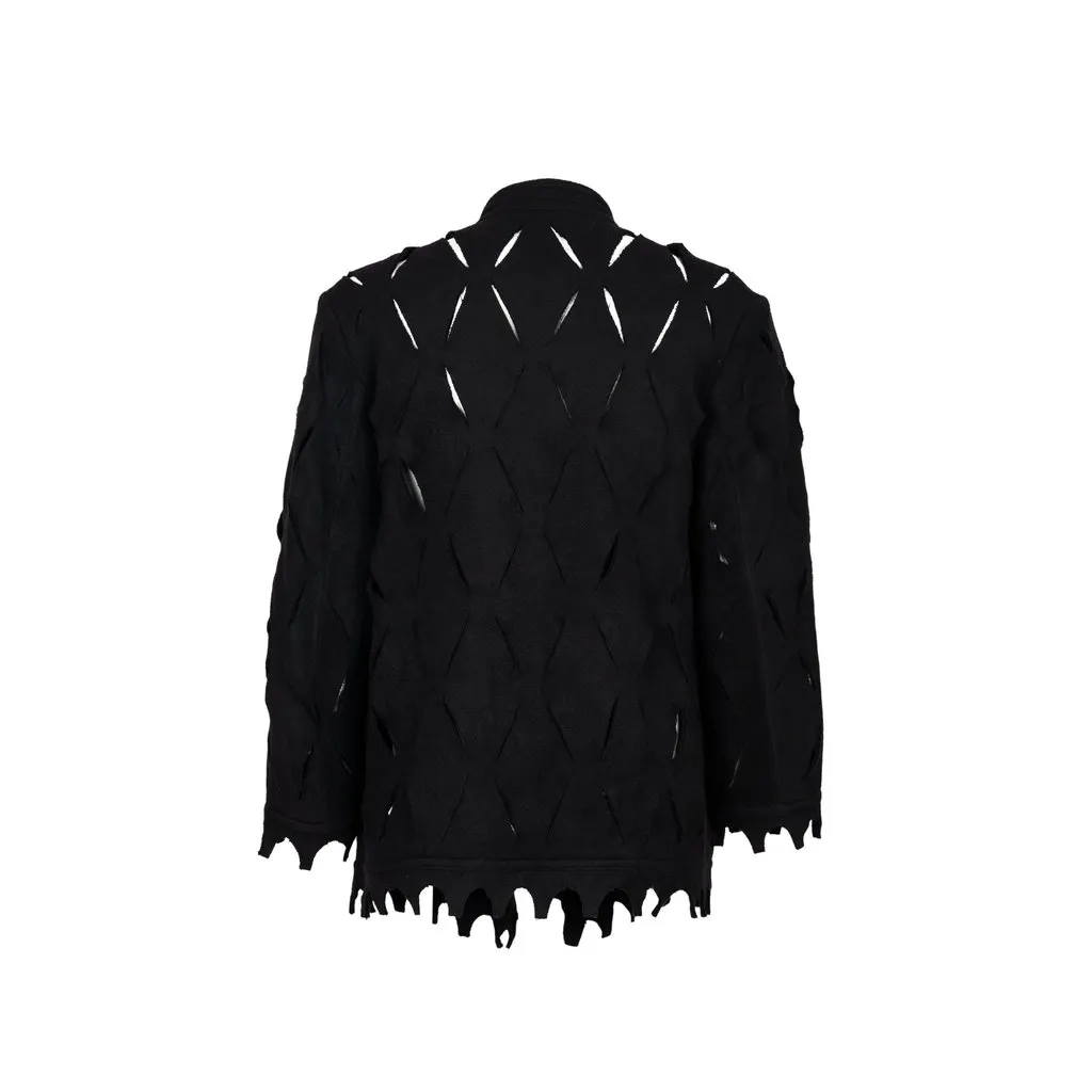 Unsigned Cut Up Coat - '10s Black Cotton Good - Back View