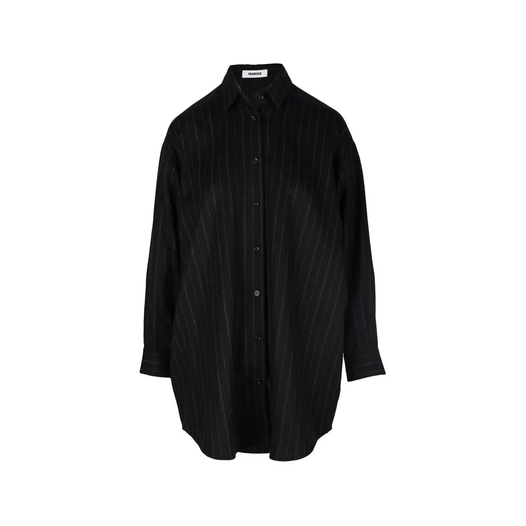 Unsigned Marios Button-Down Shirt - '20s Black Wool Good - Front View