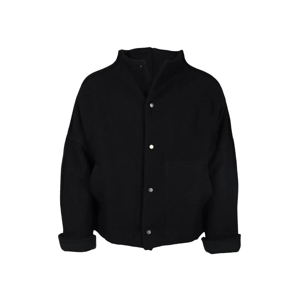 Unsigned Wool Bomber Jacket - '10s Black Wool Good - Front View
