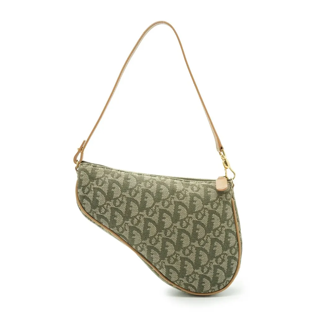 Dior Shoulder Bag Vintage Saddle Dior Oblique Beige Canvas Good - Back View