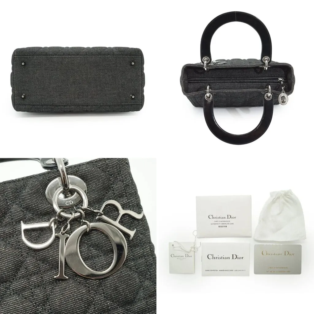 Dior Tote Bag Vintage Lady Dior Black Denim Good - Box View