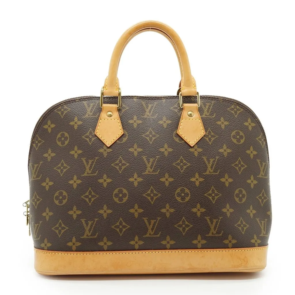 Louis Vuitton Handbag Vintage Alma Brown Lace Good - Front View